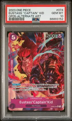 Eustass Captain Kid OP05-074 Alternate Alt Art One Piece Card PSA 10 English - Image 1