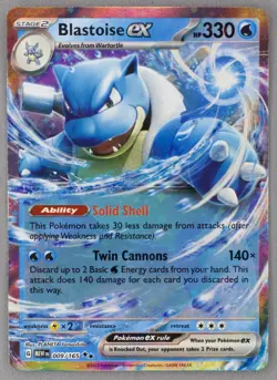 Blastoise ex 009/165 Scarlet & Violet 151 Double Rare Holo Pokemon TCG Card NM-M - Image 1