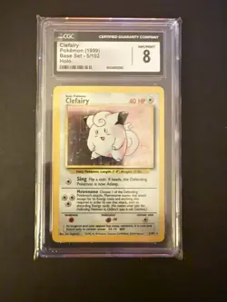 CGC 8 Clefairy 1999 Base Set 5/102 Holo WOTC Pokemon Card - Image 1