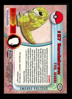 SPECTRA Sandshrew #27 Topps Chrome 2000 Series 1 T.V Holo Pokemon Card TCG - Image 2
