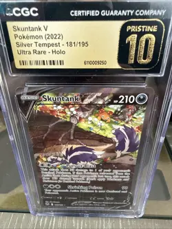 Pokemon Skuntank v 181/195 Alternate Art Silver Tempest Holo PRESTINE 10 - Image 1