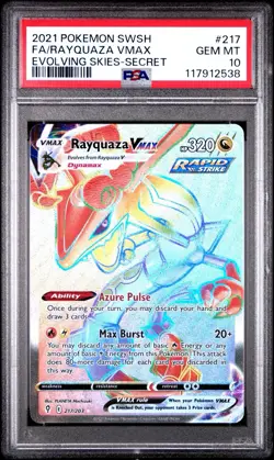 Pokemon TCG Evolving Skies Rayquaza VMAX Rainbow Secret Rare Card 217/203 PSA 10 - Image 2