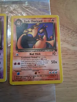 VINTAGE 2000 Pokemon Cards Team Rocket Rare 3-Card Lot Dark Charizard Dragonite - Image 3