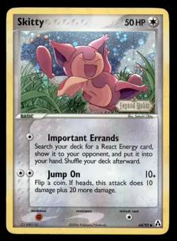 Skitty 64/92 Common Legend Maker Pokemon Reverse Holo LP SWIRL - Image 1