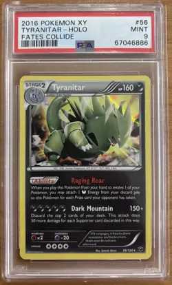 2016 Pokemon XY Tyranitar 56/124 Holo Cosmos Fates Collide MINT PSA 9 - Image 1