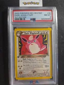 First Edition 2002 Pokemon Neo Destiny 40/105 Dark Wigglytuff PSA NM-MT 8 - Image 1