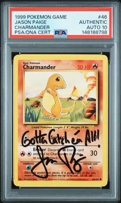 1999 POKEMON GAME #46 CHARMANDER PSA AUTHENTIC AUTO 10 - Image 1