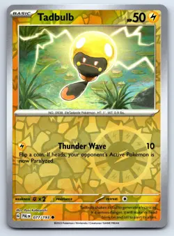 Pokemon Common Tadbulb SV02: Paldea Evolved PAL Reverse Holo 077/193 NM - Image 1