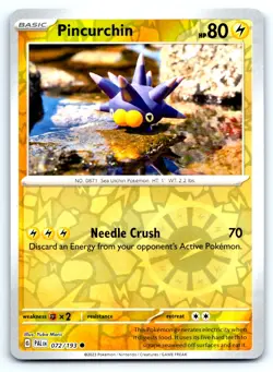 Pokemon Pincurchin - SV02: Paldea Evolved PAL Reverse Holo 072/193 NM Common Yuk - Image 1