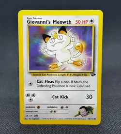 Giovanni's Meowth (74) 074/132 Pokemon Gym Challenge Unlimited Non Holo (MP) - Image 1