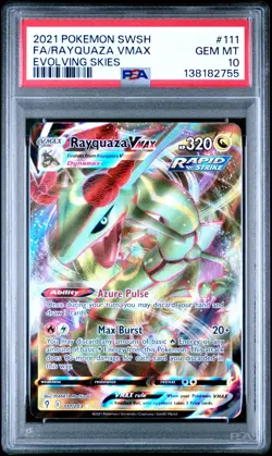 2021 POKEMON SWORD & SHIELD EVOLVING SKIES #111 FULL ART/RAYQUAZA VMAX PSA 10 - Image 1