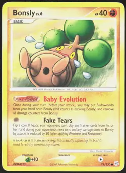 Bonsly 71/130 Common Diamond & Pearl Pokemon Moderately Played - Image 1