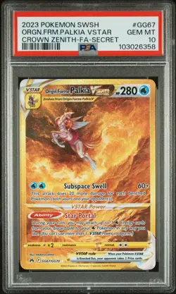 POKEMON SWORD & SHIELD CROWN ZENITH FULL ART/ORIGIN FORME PALKIA VSTAR PSA 10 - Image 1