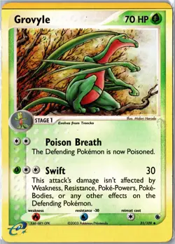 Pokemon Card - Grovyle 31/109 Ruby & Sapphire 2003 Uncommon Reverse Holo HP - Image 1