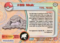 Pokemon Topps Card Muk #89 Non Holo TV Animation Edition Blue Label Vintage LP - Image 2