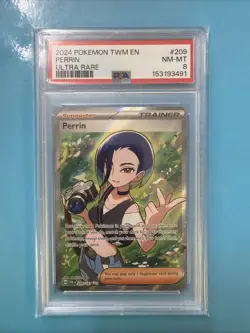 2024 Pokemon TWM EN-Twilight PERRIN Masquerade ULTRA RARE #209 Card PSA 8 - Image 1