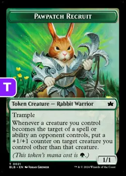 MTG Pawpatch Recruit Bloomburrow Token Token Creature Rabbit Warrior NM - Image 1