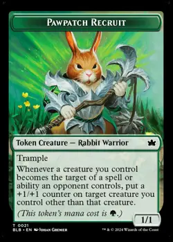 MTG Pawpatch Recruit Bloomburrow Token Token Creature Rabbit Warrior NM - Image 2