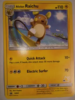 Alolan Raichu SM65 Battle Academy Stamped Pokemon Near Mint 2020 Promo - Image 1