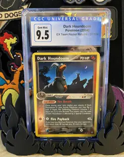 🔥 CGC GEM MINT DARK HOUNDOOM 2004 EX TEAM ROCKET RETURNS WITH POKEMON STAND 🔥 - Image 1