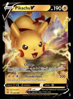 2020 Sword & Shield - Vivid Voltage Pikachu V Basic/Rare Holo V #43 - Image 1