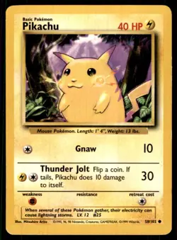 1999 Classic - Base Set Pikachu Basic/Common #58 - Image 1