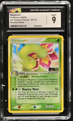 Meganium 9/115 Reverse Holo EX Unseen Forces Pokemon CGC 9 Mint - Image 1