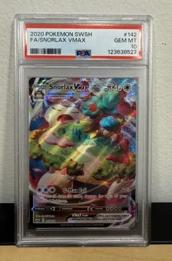 2020 Pokemon Snorlax VMAX Full Art 142/202 PSA 10 (Sword & Shield) - Image 1