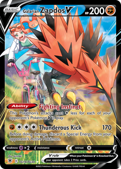 Galarian Zapdos V TG19/TG30 Holo Astral Radiance Trainer Gallery Pokemon NM/M - Image 2