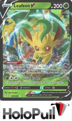 LEAFEON V 007/203 HOLO V RARE EVOLVING SKIES POKEMON NM/M - Image 1