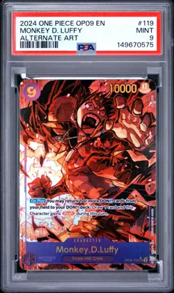 PSA 9 MONKEY D LUFFY OP09-119 SEC ALTERNATE ART ONE PIECE 😍 - Image 1