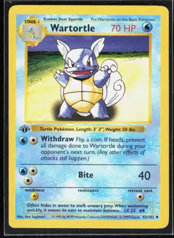Pokemon TCG Wartortle #042/102 Base Set 1st Edition Shadowless - Image 1