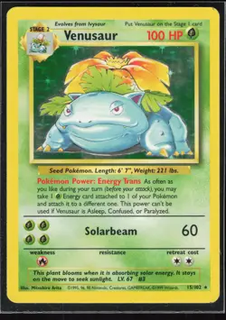 Pokemon TCG Venusaur #015/102 Base Set - Image 1