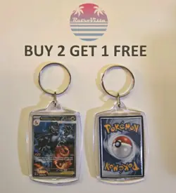 Mega Charizard X EX SIR 125/094 Phantasmal Flames Pokemon TCG Novelty Keychain - Image 1
