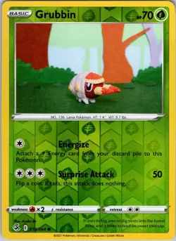 Grubbin 018/264 Common Fusion Strike Pokemon Reverse Holo NM - Image 1