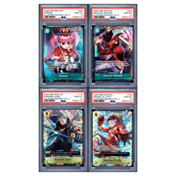 PSA 10 SEQUENTIAL One Piece x4 Luffy Zoro Mihawk Perona Illustration Box Vol 3&4 - Image 1