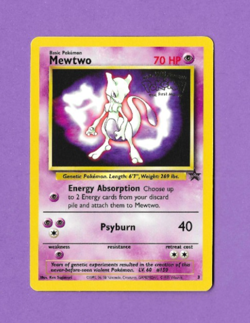 Mewtwo Black Star Promo 3 The First Movie Card Kids WB Stamp Pokemon - Image 1