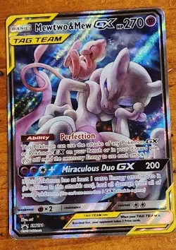 Pokemon Mewtwo and Mew GX HP 270 Tag Team Promo SM191 2019 - Image 1