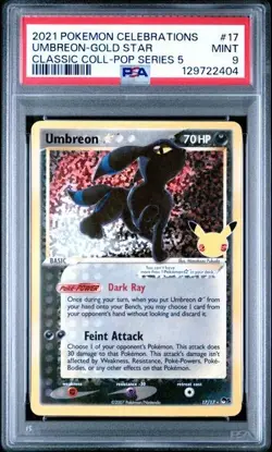 2021 POKEMON CELEBRATIONS CLASSIC COLLECTION #17 UMBREON-GOLD STAR PSA 9 - Image 1