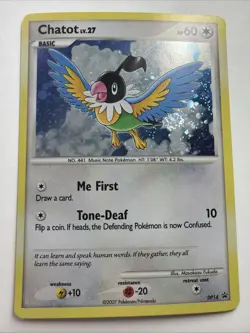 Chatot Promo Cosmos Holo Diamond & Pearl Pokemon TCG DP14 Black Star - Image 1