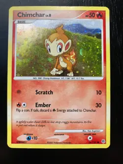 Pokemon Diamond & Pearl Holographic Chimchar Lv.8 76/130 Excellent/Very Good - Image 1