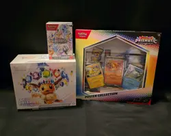 Pokemon TCG Prismatic Evolutions ETB Booster Bundle Poster Collection Sealed Lot - Image 1