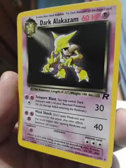 2000 WOTC Pokemon TCG TEAM ROCKET DARK ALAKAZAM HOLO 1/82 Vintage Rare - Image 1