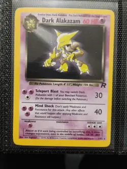 2000 WOTC Pokemon TCG TEAM ROCKET DARK ALAKAZAM HOLO 1/82 Vintage Rare - Image 3