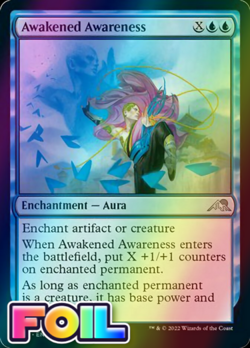 x1 Awakened Awareness NEO MTG 47/302 FOIL UNCOMMON M/NM 1x - Image 1