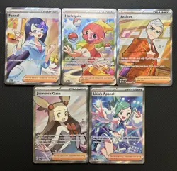 Pokemon TCG Full Art Holo Trainer 5 Card Lot - Fennel Harlequin Atticus + - Image 1