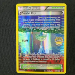 STAFF Parallel City 145/162 Breakthrough City Championship Holo Pokemon Card - Image 1