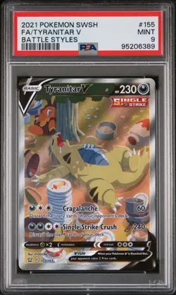 2021 Pokemon SWSH Battle Styles FA Tyranitar V Alternate Art 155/163 PSA 9 MINT - Image 1