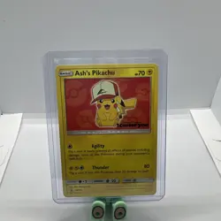 ⚡Ash’s Pikachu - SM109 Pokemon TCG - Special Black Star Promo Card - Red - Image 1