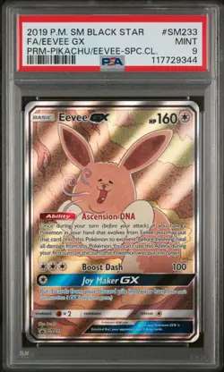 2019 POKEMON BLACK STAR PROMO EEVEE GX #SM233 PSA 9 MINT #117729344 - Image 1